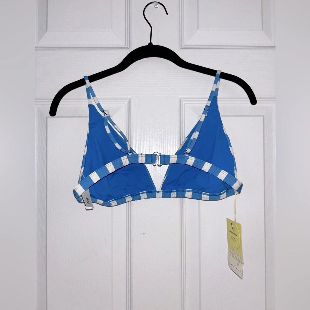 NWT MAAJI Reversible Azure Stripes Ivy Fixed Triangle Bikini Top - Picture 7 of 11